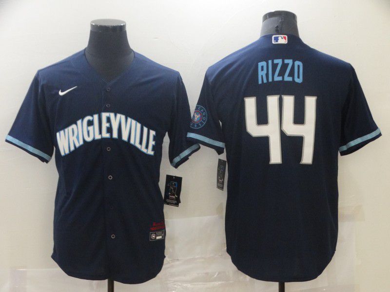 Men Chicago Cubs 44 Rizzo City Edition Blue Game Nike 2021 MLB Jersey